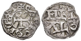 France. Carolingian Coinage. Charles The Simple (898-923). Dinero melle. Anv.: CARLVS REX R. Rev.: MET/ALO. Ag. 0,79 g. Very scarce. Choice VF. Est......