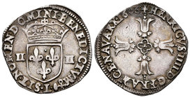 France. Henry IV. 1/4 ecu. 1606. Bayonne. L. (Duplessy-1224). (Km-31). Ag. 9,44 g. Tone. Choice VF. Est...100,00.