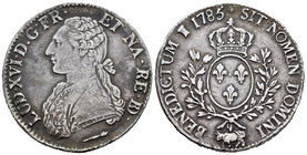 France. Louis XVI. 1 ecu. 1785. Pau. (Gad-356a). (Duplessy-1708). Ag. 28,94 g. Tone. Choice VF. Est...100,00.