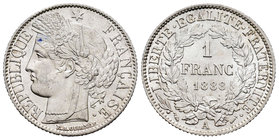 France. 1 franco. 1888. Paris. A. (Km-822.1). (Gad-465a). Ag. 4,99 g. Original luster. UNC. Est...50,00.