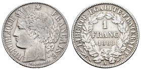 France. 1 franco. 1888. Paris. A. (Km-822.1). (Gad-465a). Ag. 4,86 g. Almost VF. Est...18,00.