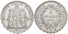 France. 5 francos. 1874. Paris. A. (Km-820.1). Ag. 25,00 g. Original luster. Almost UNC. Est...80,00.