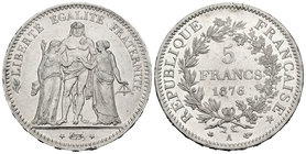 France. 5 francos. 1876. Paris. A. (Km-820.1). Ag. 24,95 g. Original luster. Choice VF. Est...40,00.