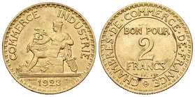 France. 2 francos. 1923. (Gad-533). 8,26 g. Attractive. Original luster. UNC. Est...100,00.