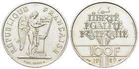 France. 100 francos. 1989. (Km-970). (Gad-904). Ag. 15,00 g. Original luster. UNC. Est...20,00.