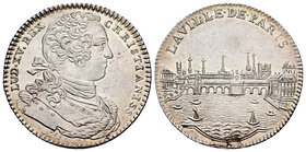 France. Louis XV. Jetón. (Gad-810). Ag. 6,30 g. LAVILLE DE PARIS. Vista del Sena con el Pont Neuf. Almost UNC. Est...65,00.