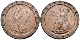 United Kingdom. George III. 1 penny. 1797. (Km-618). Au. 54,72 g. Edge nicks. Almost VF. Est...35,00.