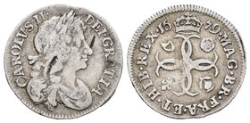 United Kingdom. Charles II. 4 pence. 1679. (Km-434). (S-3384). Ag. 2,05 g. Slightly oxidation. Choice F. Est...50,00.