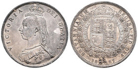 United Kingdom. Victoria Queen. 1/2 corona. 1887. (Km-764). Ag. 14,07 g. AU/Almost UNC. Est...100,00.