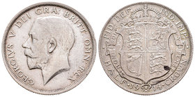 United Kingdom. George V. 1/2 corona. 1914. (Km-818.1). Ag. 14,07 g. Manchita en reverso. Choice VF. Est...25,00.
