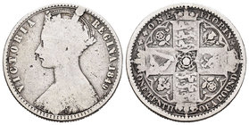 United Kingdom. Victoria Queen. 1 florín. 1858. (Km-745). (S-3890). Ag. 10,74 g. Almost F. Est...15,00.