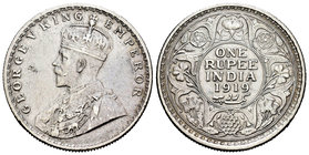 British India. George V. 1 rupia. 1919. (Km-524). Ag. 11,57 g. Slightly cleaned. Choice VF. Est...20,00.