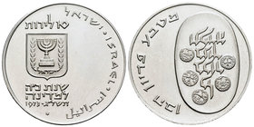 Israel. 10 lirot. 1973. (Km-71). Ag. 26,00 g. Pydion Haben. PR. Est...25,00.