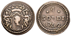 Italy. Pascal Paoli. 4 soldi. 1762. (Km-C7). Ae. 2,49 g. Almost VF. Est...200,00.