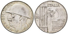 Italy. Vittorio Emanuele II. 20 liras. 1928. Rome. R. (Km-70). (Dav-146). (Pagani-680). Ag. 20,07 g. Scarce. Almost XF. Est...100,00.