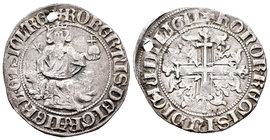 Italy. Roberto d'Anjou. Gigliato. (1309-1343). Nápoles. A. (Mir-28). Ag. 3,77 g. Hole. Choice VF. Est...60,00.