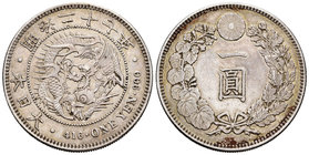 Japan. Mutsuhito. 1 yen. 1894. (Km-A25.3). Ag. 26,92 g. Tone. Choice VF. Est...75,00.