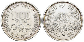 Japan. Hirohito. 1000 yen. 39 (1960). Ag. 19,81 g. Juegos Olímpicos Tokyo 1960. AU. Est...25,00.