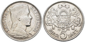 Latvia. 5 lati. 1931. (Km-9). Ag. 24,92 g. Choice VF. Est...30,00.