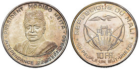 Mali. Modibo Keita. 10 francos. 1960. (Km-1). Ag. 25,01 g. UNC. Est...25,00.