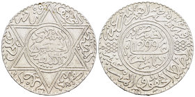 Morocoo. Al Hasan I. 10 dirhams. 1299 H (1881). Paris. (Km-Y8). Ag. 29,03 g. Choice VF. Est...30,00.