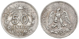 Mexico. 50 centavos. 1944. México. (Km-447). Ag. 842,00 g. Choice VF. Est...10,00.