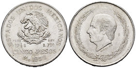 Mexico. 5 pesos. 1952. México. (Km-467). Ag. 27,67 g. XF/AU. Est...25,00.