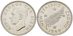 New Zealand. George VI. 1 corona. 1949. (Km-22). Ag. 28,26 g. UNC. Est...35,00.