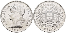 Portugal. 1 escudo. 1915. (Km-564). Ag. 24,08 g. Hairlines. AU. Est...40,00.