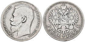 Russia. 1 rublo. 1898. (Km-Y59.3). Ag. 19,55 g. Choice F. Est...30,00.