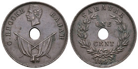 Sarawak. 1 cent. 1892. Heaton. H. (Km-7). Ae. 9,28 g. Almost XF. Est...25,00.
