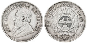 South Africa. 2 shillings. 1894. (Km-6). Ag. 14,03 g. VF. Est...45,00.