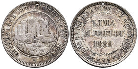 Peru. Medalla. 1889. Lima. Ag. 9,93 g. Hole. Rare. XF. Est...40,00.