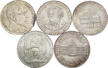Austria. Lote de 5 piezas de plata de 50 schillings, 1970, 1972, 1973, 1974 y 1978.  A EXAMINAR. XF/AU. Est...60,00.