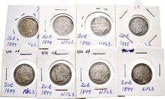 Canada. Lote de 8 piezas de 20 cents de Canadá, 1885, 1890, 1894, 1899 (5). A EXAMINAR. Choice F/VF. Est...60,00.