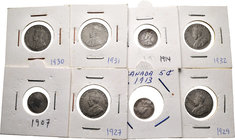 Canada. Lote de 17 piezas de 5 cents de Canadá diferentes, 1902, 1907, 1913, 1914, 1917, 1922, 1923, 1924, 1927, 1929, 1930, 1931, 1932, 1933, 1935, 1...