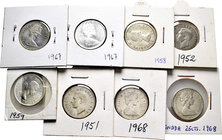 Canada. Lote de 34 piezas de 25 cents de Canadá, 1940 (2), 1941 (2), 1943 (3), 1944, 1945, 1947 (2), 1948, 1949 (3), 1950 (2), 1951, 1952, 1958, 1959,...