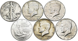 United States. Lote de 6 piezas de plata de Half Dollar diferentes, 1942, 1964, 1967, 1968, 1969 y 1993. A EXAMINAR. VF/UNC. Est...60,00.