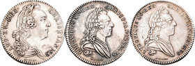 France. Lote de 3 jetones de plata franceses de Louis XV, 1760, 1766 y 1768. Uno de ellos con restos de soldadura. A EXAMINAR. Choice VF. Est...70,00.