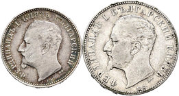 Hungary. Lote de 2 piezas de plata de Bulgaria de Ferdinand I, 1 leva 1891 y 2 levas 894. A EXAMINAR. Choice F. Est...35,00.