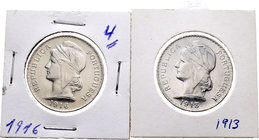 Portugal. Lote de 2 piezas de 50 centavos de Portugal, 1913, 1916. A EXAMINAR. AU/Almost UNC. Est...40,00.