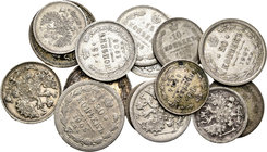 Russia. Lote de 15 monedas rusas de plata. A EXAMINAR. Almost VF/VF. Est...100,00.