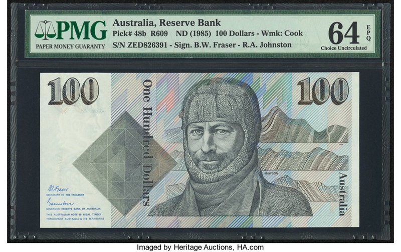 Australia Australia Reserve Bank 100 Dollars ND (1985) Pick 48b R609 PMG Choice ...