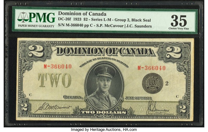 Canada Dominion of Canada $2 23.6.1923 DC-26f PMG Choice Very Fine 35. 

HID0980...