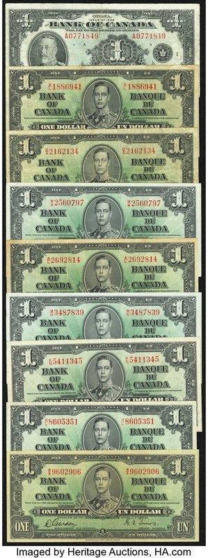 Canada Bank of Canada $1 1935 BC-1 Fine-Very Fine; $1 1937 BC-21a; BC-21c (4); B...