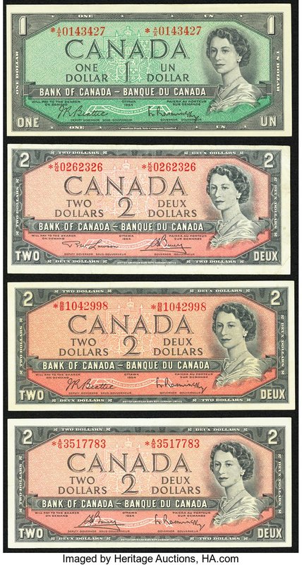 Canada Bank of Canada $1 1954 BC-37bA *A/A Prefix; $2 1954 BC-38bA *B/B Prefix; ...