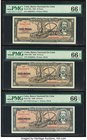 Cuba Banco Nacional de Cuba 10 Pesos 1956; 1958; 1960 Pick 88a; 88b; 88c Three Examples PMG Gem Uncirculated 66 EPQ. 

HID09801242017