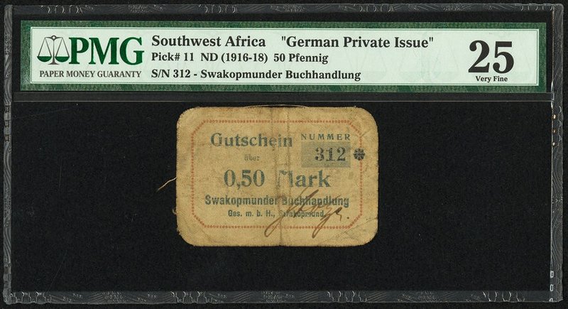 German Southwest Africa Swakopmunder Buchhandlung 50 Pfennig ND (1916-18) Pick 1...