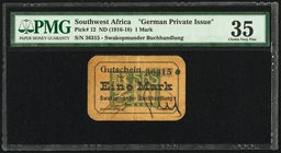 German Southwest Africa Swakopmunder Buchhandlung 1 Mark ND (1916-18) Pick 12 PMG Choice Very Fine 35. 

HID09801242017