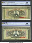 Greece Bank of Greece 1000 Drachmai ND (15.10.1926; 4.11.1926) Pick 100a; 100b Two Examples PCGS Gold Shield Very Fine 25; Choice Unc 63. 

HID0980124...